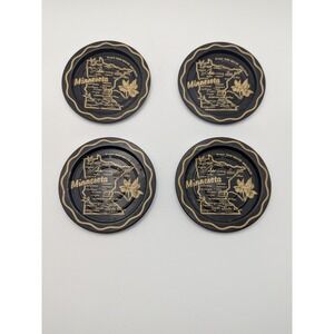 Set 4 Vintage Metal Minnesota 3.5" Souvenir Coasters Trinket Dish‎ Ashtray Round